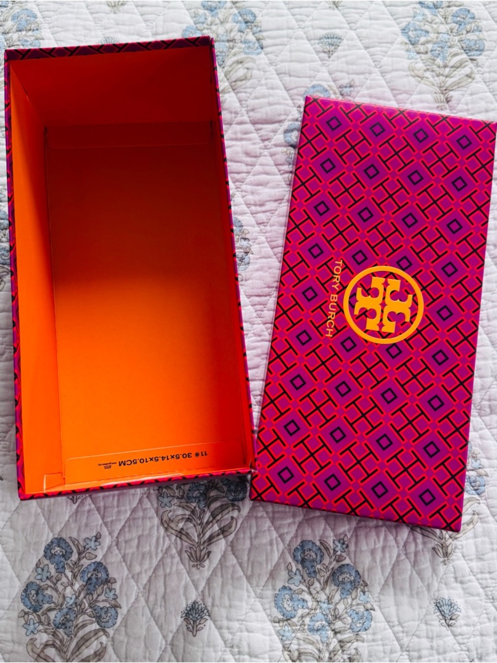 Tory Burch Pink and Orange Geometric Shoe Box